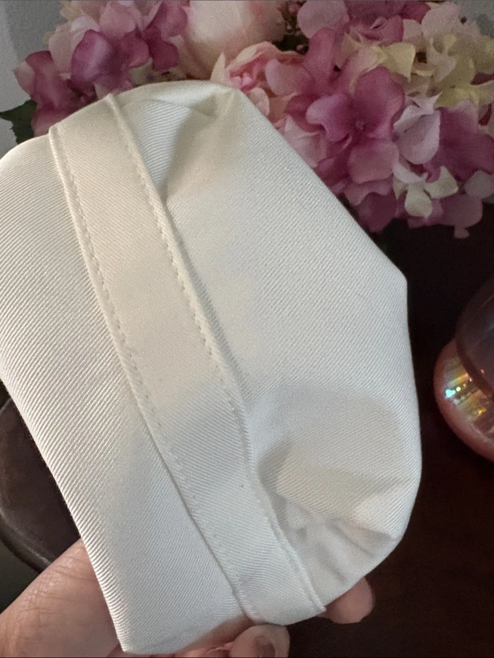 Dior White Embroidered Logo Cosmetic Pouch